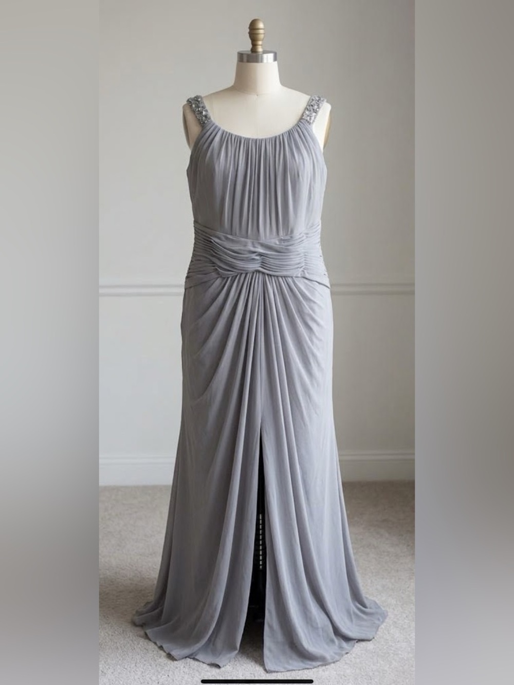 David's Bridal Light Gray Grecian Halter Gown